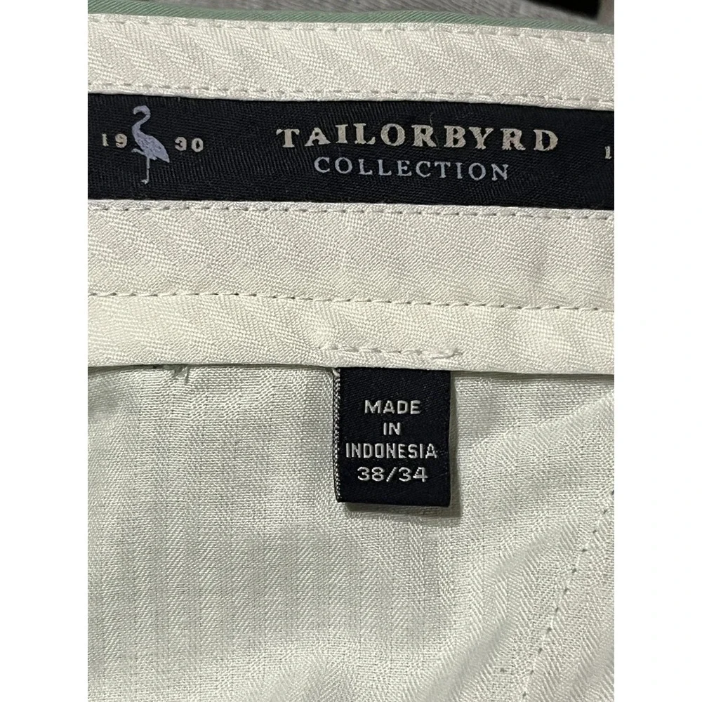 TAILORBYRD COLLECTION Mens 38x33 Green Flat Front Chino Pants Casual Golf - Picture 4 of 7